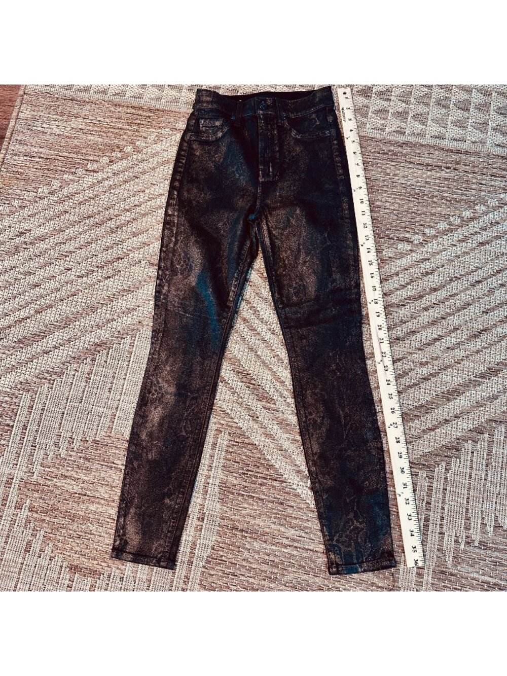 7 For All Mankind Black/Copper/Brown Snake Print Skinny Jeans Size 23 XS